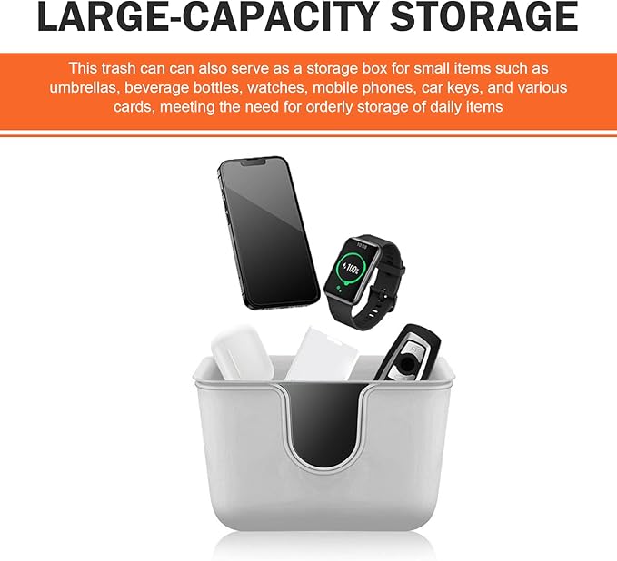 Car Trash Can, Multifunctional Double-Layer Seat Back Hanging Mini Trash Bin, Leak-Proof Waterproof Small Garbage Can for Cars, Universal Car Organizers and Storage Accessories (White)
