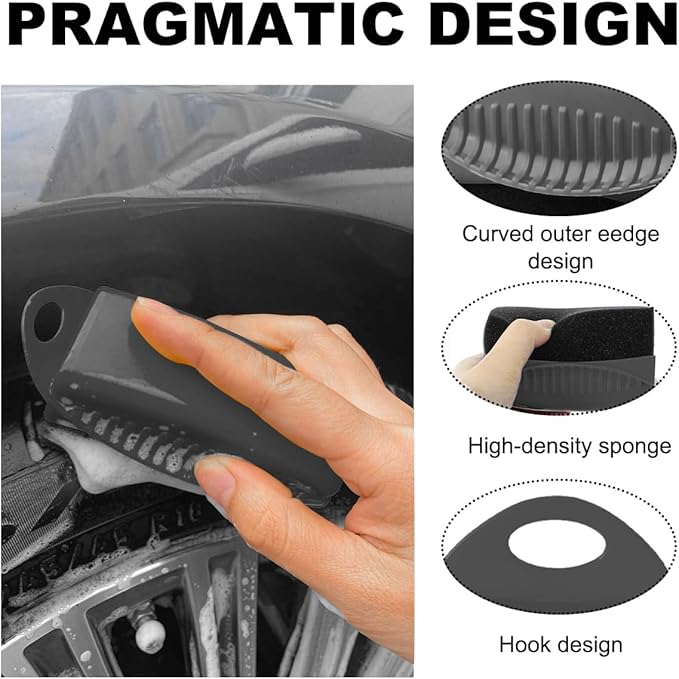 2 PCS Tire Shine Applicator, Flat Dressing Waxing Sponge Pads With Lid Cover, Reusable Polishing Cleaning Foam Applicators With Rectangular Box, Car Accessories (Gray)