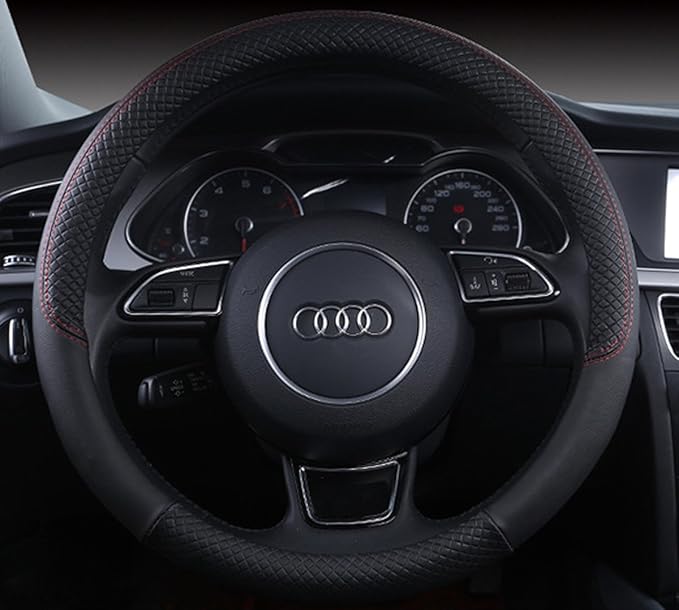 Auto Car Leather Steering Wheel Cover Anti Slip Wrap 15",Black