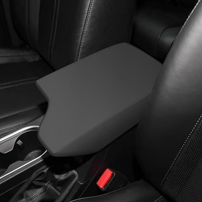 AOMSAZTO Console Covers for 2015-2023 Ford Everest Armrest Covers Leather Black