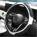 Car Steering Wheel Cover, 15 Inches Leather Steering Wheel Protector with Non-Slip Grip, Universal Wheel Covers Interior Decoration for Sedens Trucks SUVs, Car Accessories (White)