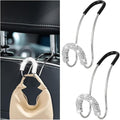 Bling Car Headrest Hook, 2PCS Crystal Rhinestone Vehicle Seat Purse Bag Organizer Hanger, Diamond Automotive Backseat Storage Holder Hook Accessories, Universal for SUV Truck Van (White)