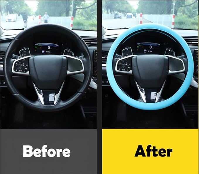 Cool Anti-Slip Silicone Steering Wheel Protector - Universal Car Steering Wheel Protective Cover - Summer Easy to Clean Silicone Car Steering Wheel Cover (Light Green)
