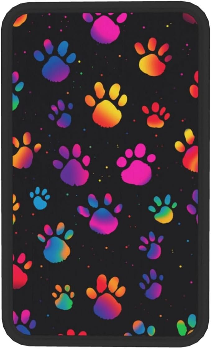 indokyeyqaz Universal Car Center Console Cushion Pad, Colorful Dog Paw Prints Soft Waterproof Car Center Console Cover Auto Armrest Seat Box Cover Protector for Most Vehicle SUV Truck Car