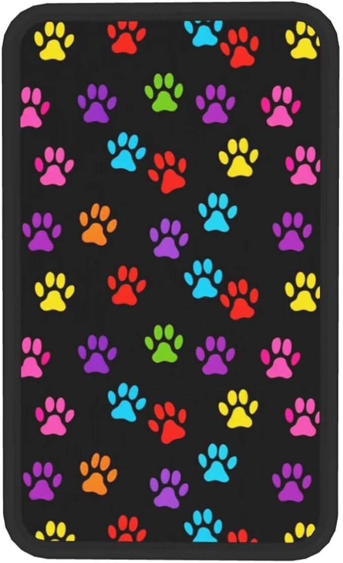 Dog Paw 2 Pcs Car Front Seat Armrest Covers Colorful Paws Cloth Arm Rest Protectors Padding Center Console Lid Black Arm Rest Cover Universal Accessories for SUV Truck Van