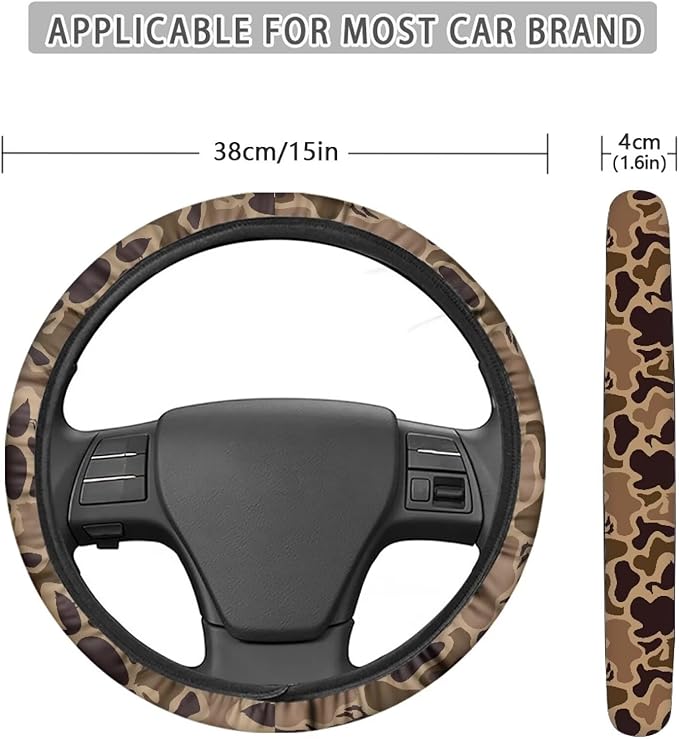 SEANATIVE Duck Camo Car Steering Wheel Cover, Easy to Disassemble, Non-Slip Soft Steering Wheel Cover, Universal Auto Decor Accessiores