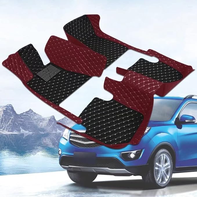 Custom Car Floor Mats for 96% Sedan SUV Sports Car Protection Full Coverage Pads Anti-Slip Leather Floor Lining All Weather Car Floor Mats (Beige and Brown)