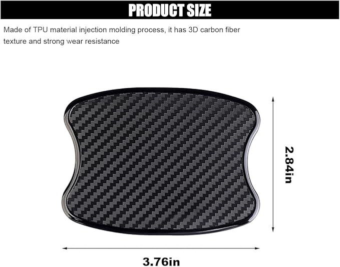 4PCS Car Scratch Protectors, TPU Carbon Fiber Door Bowl 3D Traceless Sticker, Paint Cover Guard Pad, Universal Door Handle Protective Film for Most Cars (Small)
