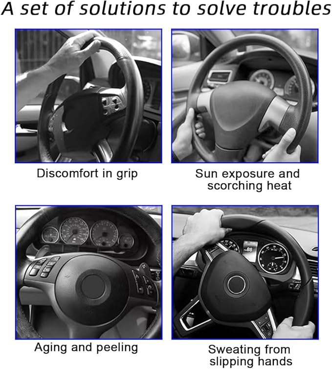 Mandark 3PCS Carbon Fiber Car Steering Wheel Cover, Anti-Skid Leather Vehicle Segmented Steer Wheel Protector, Auto Interior Protection Guard Accessories, Universal for Most Cars (Pink)