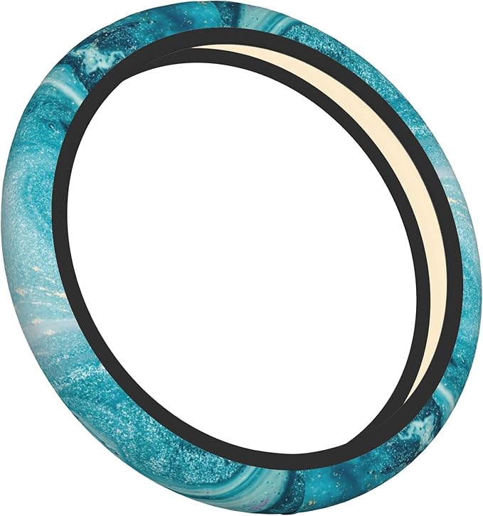Blue Marble Steering Wheel Cover for Women Men Girls, Universal 15 Inch Anti Slip Steering Wheel Protector Car Accessories Interior for Auto Truck SUV