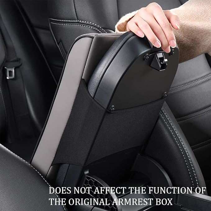 Car Center Console Cover, Memory Foam Leather Soft Breathable Armrest Seat Storage Box Protector Pad, Automotive Interior Middle Console Cushion Cover, Universal for Truck SUV Van (Black)