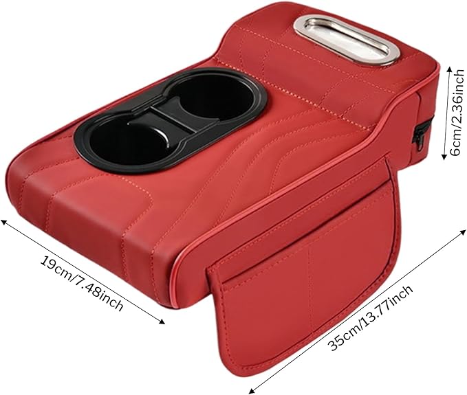 LAFANDE Car Armrest Cushion | Heightening Pad Arm Rest for Car, Center Console Cover with Storage Bags Cup Holder, Tissue Box Slot, Easy to Install and Clean