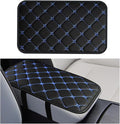 Car Center Console Cushion Pad, Comfortable PU Leather Vehicle Armrest Seat Box Cover, Waterproof Automotive Interior Arm Rest Protector Accessories, Universal Fit (Black/Blue)