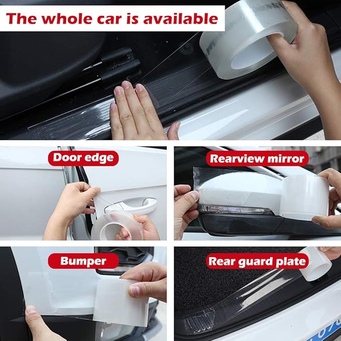 CloudBuyer Universal Door Edge Protector, Clear Sill Guard Film with Anti-Collision Protection for Vehicles (33Ft x 1.2In, Transparent)