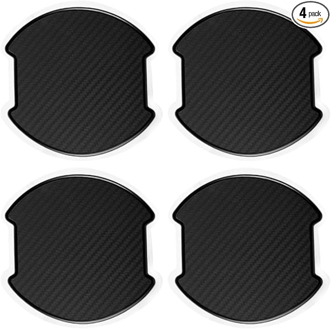 4PCS Car Door Handle Cup Scratch Protectors - TPU Carbon Fiber 3D Traceless Sticker, Paint Cover Guard Pad, Universal Protective Film for Most Cars (Large)