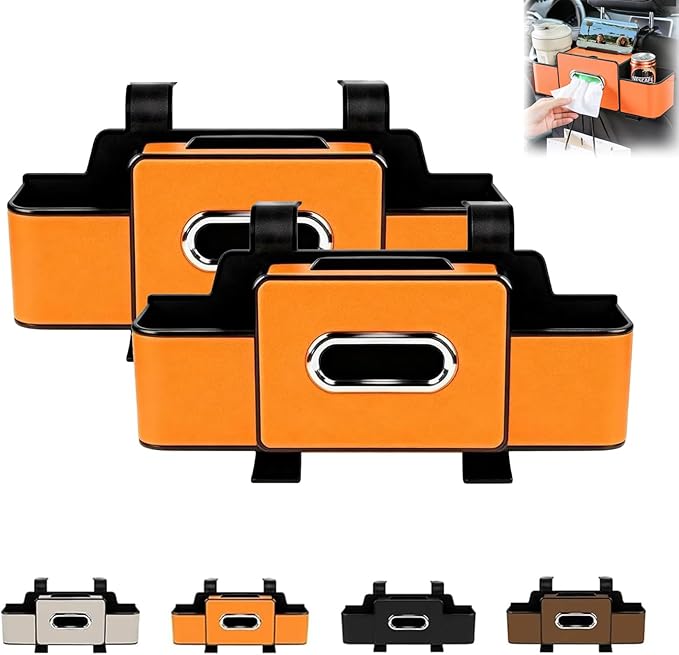 Car Organizers and Storage Box, Car Organizers and Storage Box Multifunctional with Tissue Holder, for Hold Phones, Snacks, Drinks, And Handbags