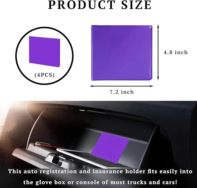 4 PCS Car Registration and Insurance Holder, 10.6''×4.8'' Essential Auto Card Glove Box Organizer with Closure, Vehicle Interior Accessories Perfect for Documents, Cards