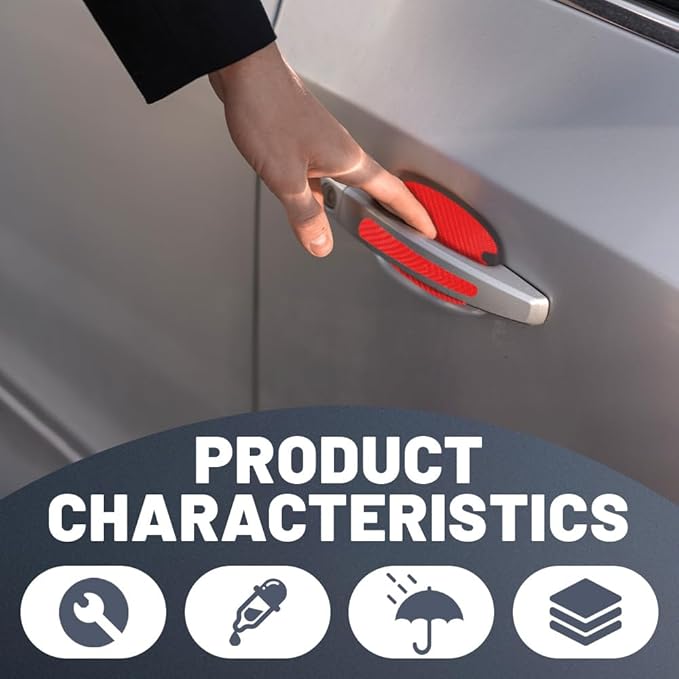 8PCS Car Door Handle Scratch Protectors, Carbon Fiber Car Door Handle Bowl Sticker, Universal Car Door Handle Paint Guard Cover, Auto Exterior Decor Door Handle Cup Protective Film for Most Models