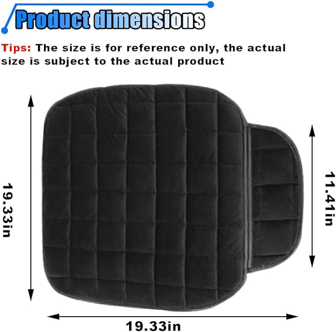 Car Seat Cushion, Soft Plush Vehicle Driver Seat Pad with Storage Pocket, Non-Slip Flat Rubber Bottom, Universal Seat Protector Cover for Truck, Car, SUV, Home, Office, Chair(Black)