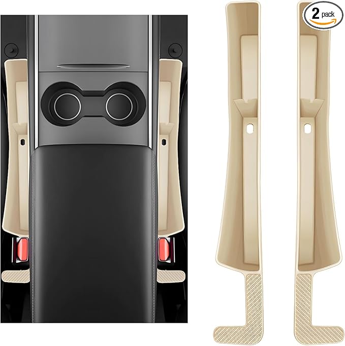 2PCS Car Seat Gap Filler, Automotive Seat Organizer Fill The Gap Between Seat and Console, Universal Car Gap Seat Storage for Phone Wallets and Keys, Car Accessories (Beige)