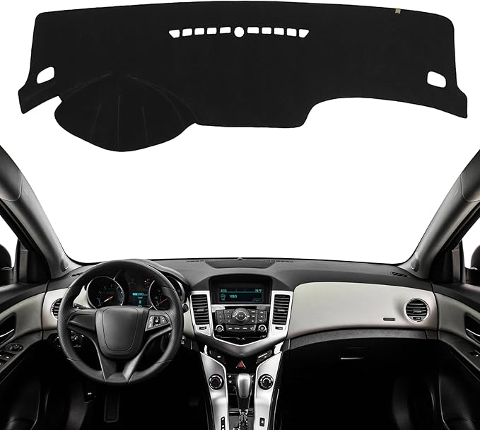 KEYOOG Dashboard Cover Dash Mat Fit for Chevy Cruze 2015-2011 (for Left Hand Drive), Car Dash Board Mat Anti-Glare Carpet,Non-Slip Pad Sunshield Protector (Black)