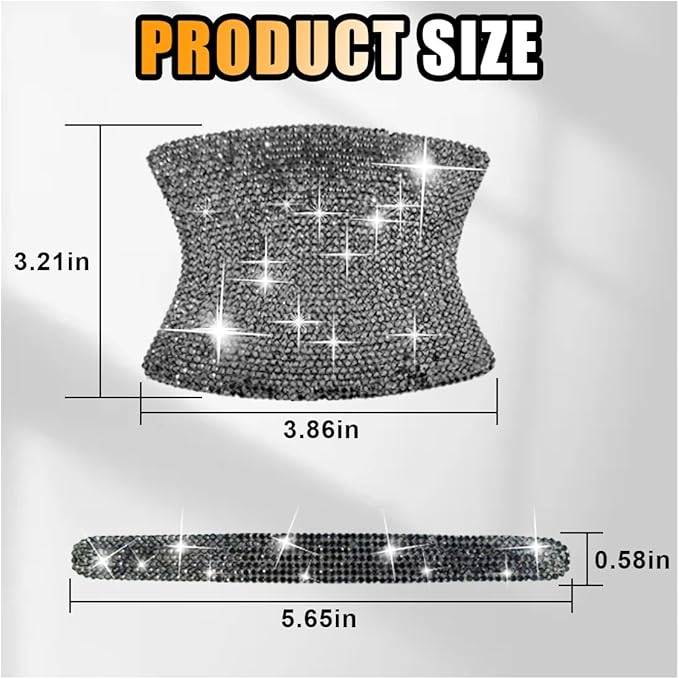 10PCS Bling Car Door Handle Anti-Scratch Sticker, Bling Car Door Handle Sticker, Universal Car Doors Handles Protective Cover, Shiny Rhinestone Auto Decor Accessories for Women (Glossy Black)