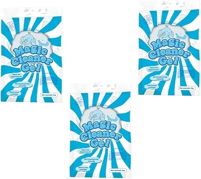 Car Cleaning Gel - Reusable for Air Vents, Dashboards, Keyboards, and More - Effective Interior and Dirt Remover(Blue 3pcs)