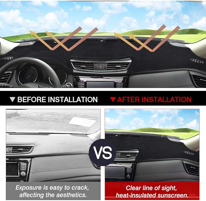 CARTIST Dashboard Cover Mat for 2014-2018 2019 2020 Nissan Rogue Accessories Dash Cover Suede Dash Mat Sunshade Glare UV Rays Protector