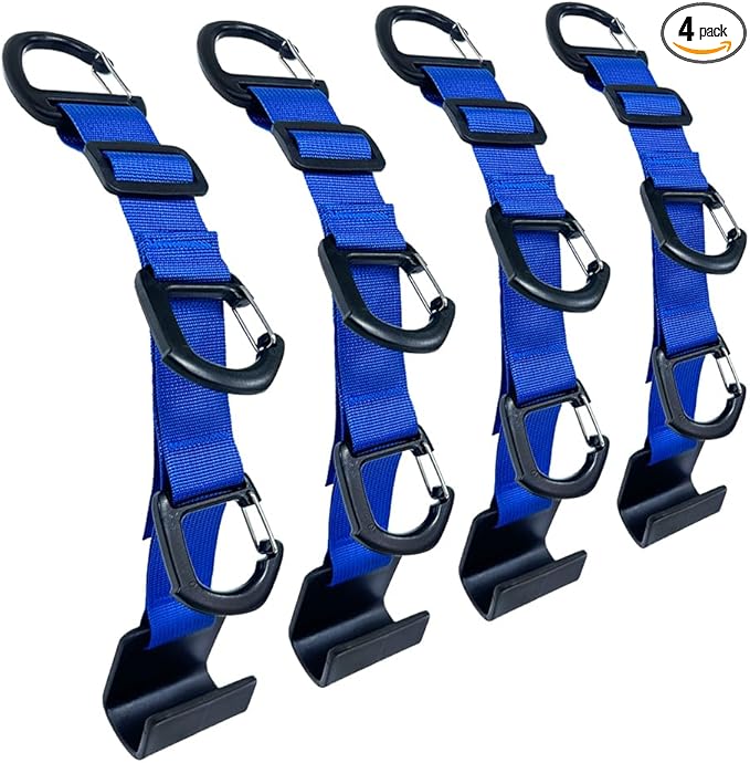 Car Headrest Hooks, Backseat Storage Organizer Hangers, Universal Vehicle Seat Back Hooks, 4 Pack (darkblue)