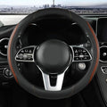 Car Steering Wheel Cover, Leather Steering Wheel Cover Brown Universal 14.5-15 Inch Microfiber Leather Anti-Slip Breathable Auto Steering Wheel Covers for Men Women (Black&Brown)