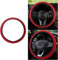 Stretch Elastic Steering Wheel Cover, All-Season Comfort, Warm in Winter & Cool in Summer, Universal 15 Inch Microfiber Breathable Ice Silk, Anti-Slip, Odorless, Easy Carry, Fit Car, SUV (Red)