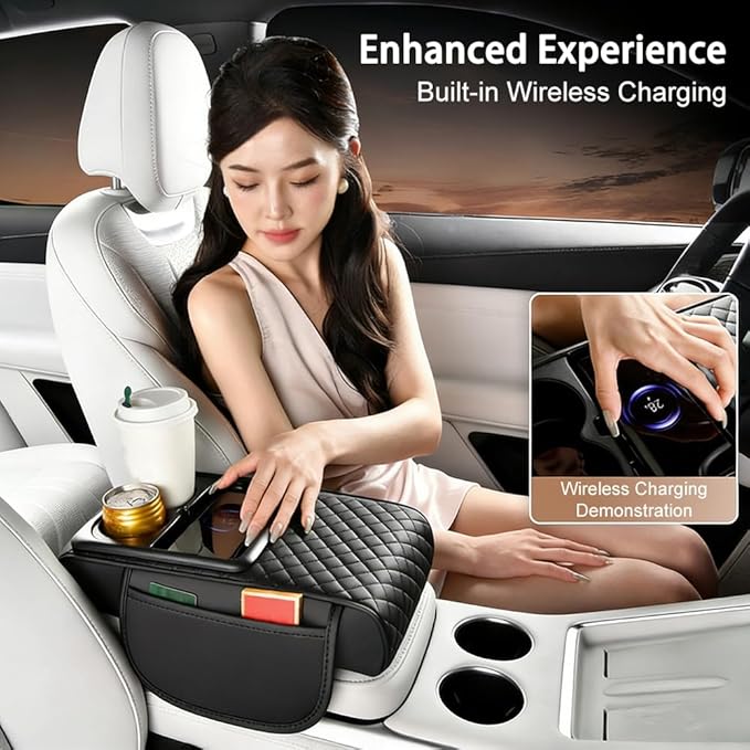 Armrest Cover for Car for GMC Sonoma 2000-2004, 4 in 1 Storage Box Pad with Cup Holders, Center Console Cover Cushion Heightening Pad,A