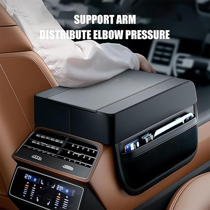Car Armrest Box Pad for Toyota RAV4 RAV4 5-Door/RAV4 3-Door XA50 XA40 XA30 XA20 XA10 1995-2025 Center Console Armrest Box Leather Car Console Storage Box Arm Rest Cushion Pads,Black
