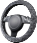 Flying Banner car Steering Wheel Cover Massage Velvet Warm Universal Size 15 inches SUV Truck Anti Slip Odorless Summer Winter (Gray, Velvet Massage)