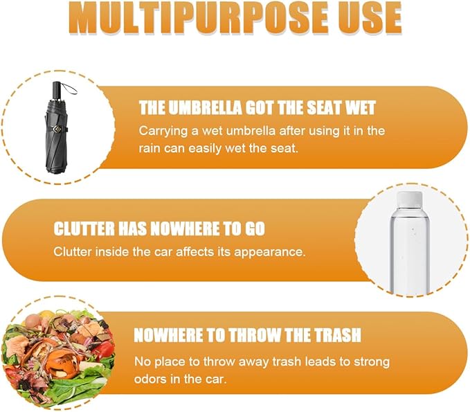 Car Umbrella Storage Bucket, Waterproof & Leakproof Auto Front Back Seat Door Umbrella Storage Hanging Holder, Portable Vehicle Center Console Armrest Trash Can for Home, Office(Orange)