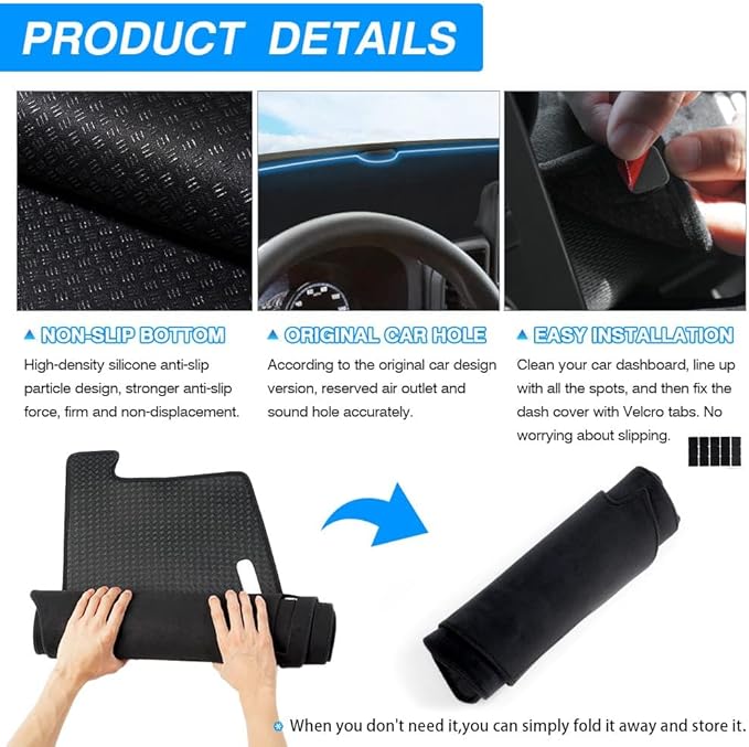 CARTIST Suede Dashboard Cover Fit for Ford Bronco Sport 2021 2022 2023 2024 2025 Dash Board for Ford Bronco Sport Accessories Mat Non-Slip Dash Mat Sunshade Glare UV Rays Protector