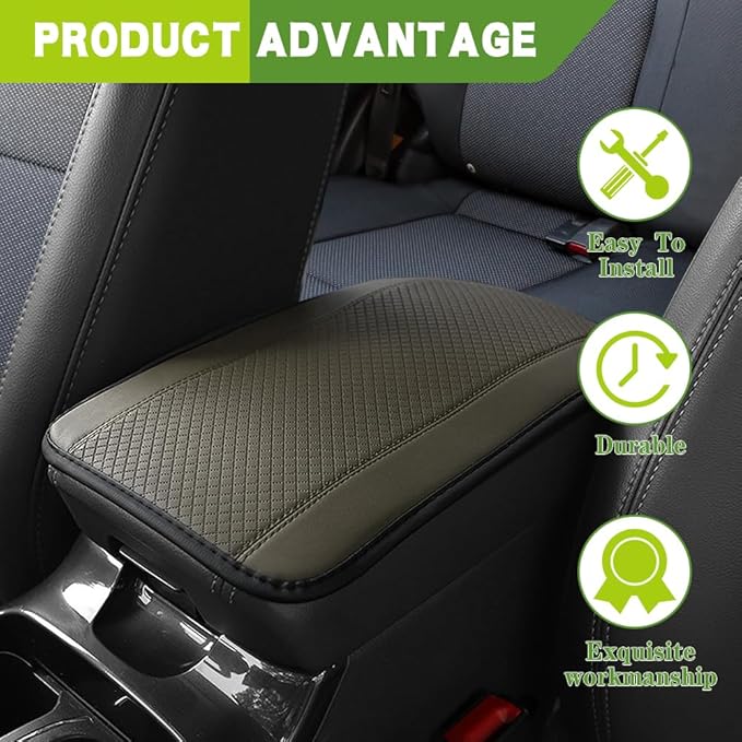 Car Center Console Armrest Pad, 12.6X 7.2 Inch PU Leather Waterproof Auto Armrest Seat Box Cover Protector, Car Center Console Cover, Universal Car Interior Accessories for Cars, Trucks, SUVs