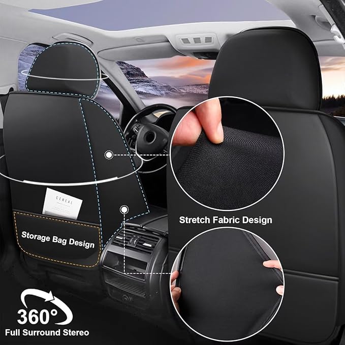 DISUTOGO Front Seat Covers Fit for Nissan Sentra 2008-2025 2026 Waterproof Faux Leather Automotive Cushion Protector Car seat Covers Compatible Airbag(2 Seats, Black)