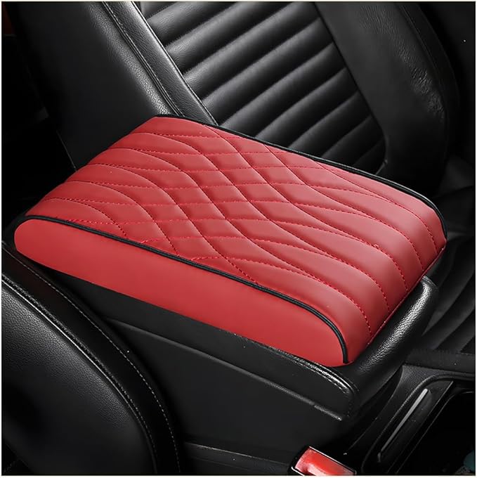 BESULEN Car Center Console Cover, Memory Foam Scratch & Wear Resistant Vehicle Armrest Storage Box Cushion Pad, Auto Interior Middle Console Protector, Universal for Sedan RV Pickup (Red)