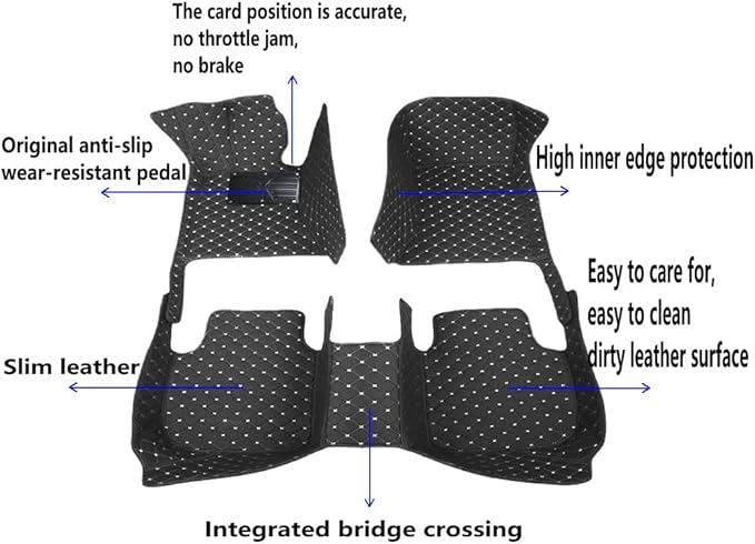 KaiLaiCarCustom Automotive Car Floor Mats for 99.99% Sedan SUV Sports Car Men Women Protection Full Coverage Pads Anti-Slip Leather Floor Lining (Beige Strip, B- Long Stripes)