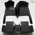 KaiLaiCarCustom Automotive Car Floor Mats for 99.99% Sedan SUV Sports Car Men Women Protection Full Coverage Pads Anti-Slip Leather Floor Lining (Black + Green bar, E- Diamond + Strip +Color Bars)