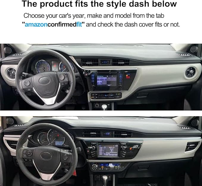 Dash Cover Mat Custom Fit for Toyota Corolla 2014-2019, Scion Im, Corolla Im,Dashboard Cover Pad Carpet Protector (Black) F92