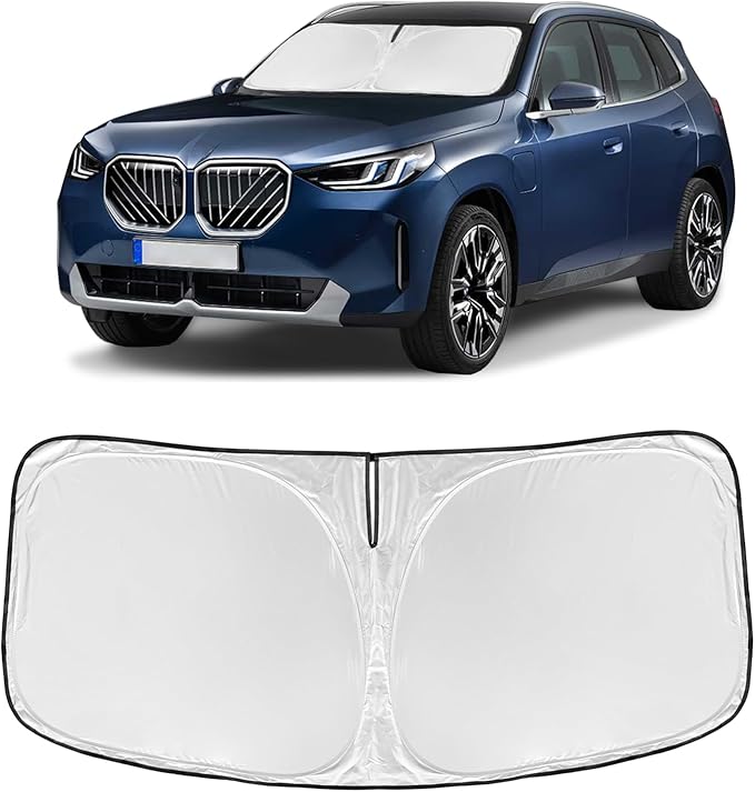 for BMW X3 2025 2026 Windshield Sun Shade - 4 Layers Car Sunshades for Front Windows Shade Cover Custom Fit X3 Base xDrive35i xDrive28i M Sport 240T Retractable Shade Blocks UV Rays Car Accessories