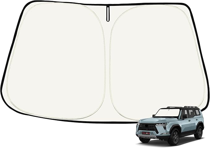 Toluoma Custom Fit Windshield Sun Shade for Le-xus GX 550 2024-2025 - Full Coverage, 210T Reflective Fabric, Double-Layer Design - Blocks 99% UV Rays, Keeps Car Cool, Easy to Install and Store