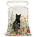 Black Cat Wildflower Print Car Trash Bag Portable Hanging Garbage Bag with Snap Buttons Back Seat Rubbish Storage Dustbin for Women Man Car Interior Accessories Kitchen Home Travel