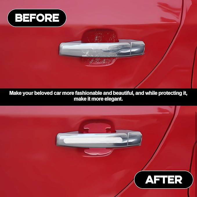 8PCS Waterproof Car Door Handle and Rear View Mirror Scratch Protector Sticker, Transparency Anti-Scratches Cup Protector, Non-Marking Car Door Protector, Universal for Most Car (Transparent)
