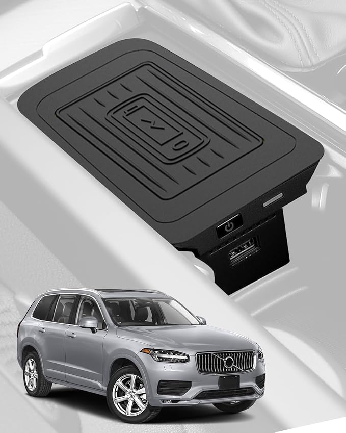 COTAZA Wireless Car Charger Pad for Volvo XC90 S90 V90 XC60 V60 S60 2017–2023 2024 2025, Center Console Phone Charging for Volvo Car Interior Accessories