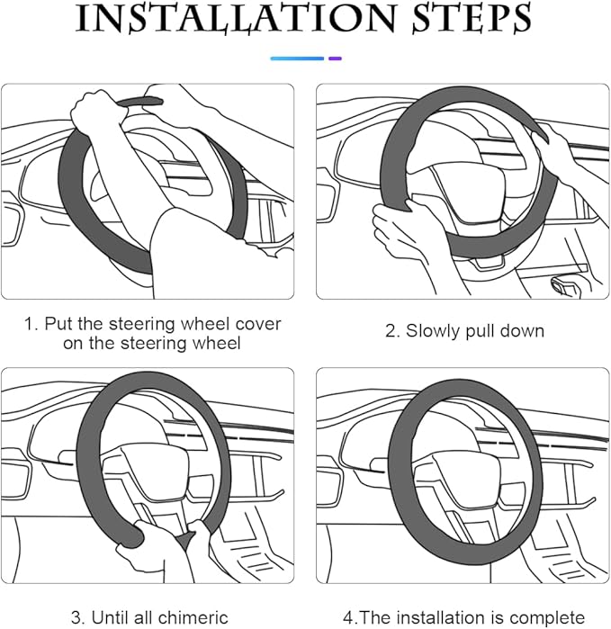 Car Steering Wheel Cover, Universal Microfiber PU Leather Elastic 15 inch Stitching Color Anti-Slip Steering Wheel Protector, Car Interior Accessories Steering Wheel Cover for Men Women (Beige)