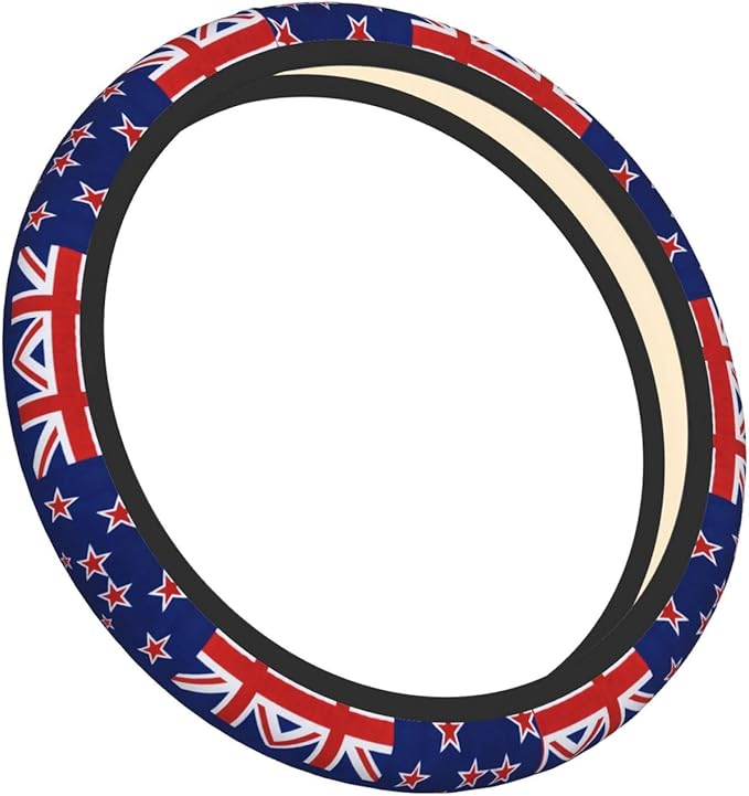 Flag-of-New-Zealanders Car Steering Wheel Cover, 15 Inch Steering Wheel Cover Stylish Decor for Most Cars