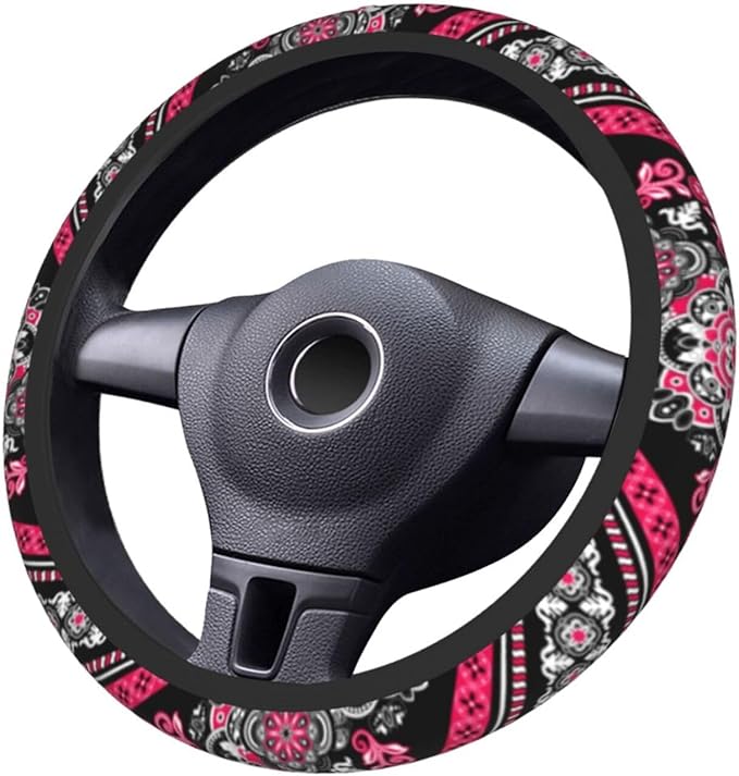 Boho Car Steering Wheel Cover Auto Accessories Universal 15 Inch Non-Slip Neoprene for Women Cute Automotive SUV Van Truck Wheel Protector